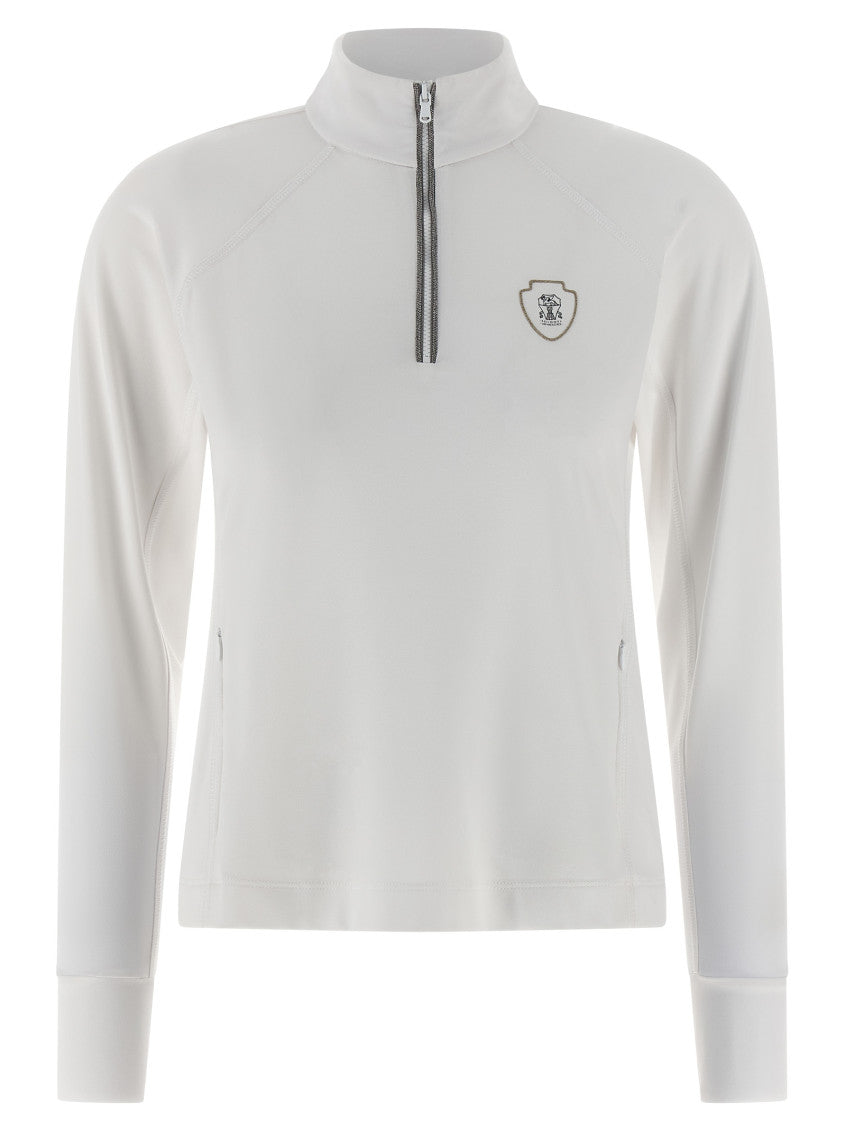 White Logo Mock Collar Sweater 1