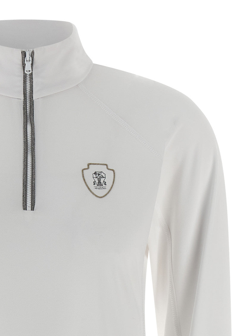 White Logo Mock Collar Sweater 3