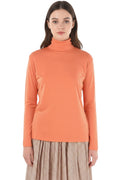 Orange Solid Turtle Neck Sweater 1