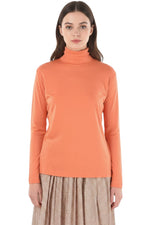Orange Solid Turtle Neck Sweater 1