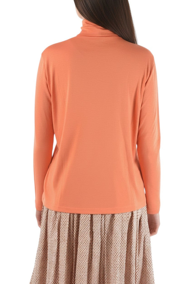 Orange Solid Turtle Neck Sweater 2