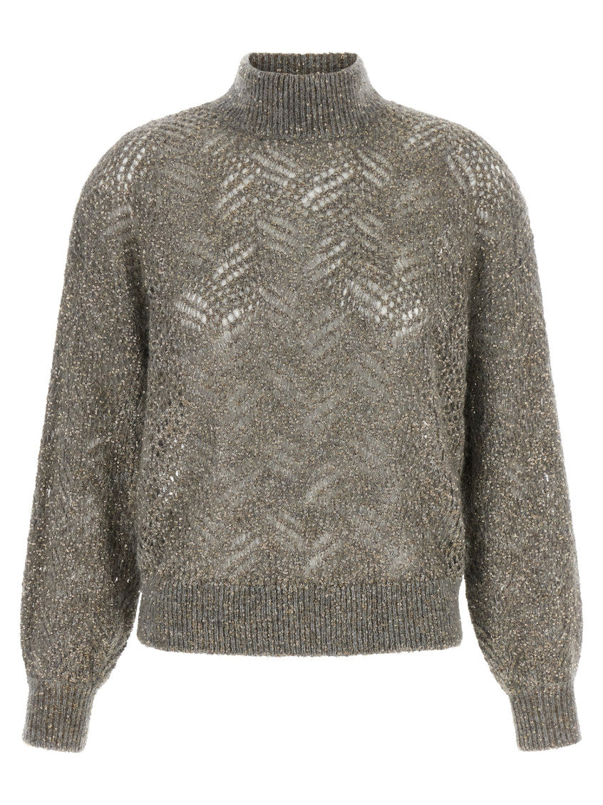 Grey Embellished Turtle Neck Sweater 1