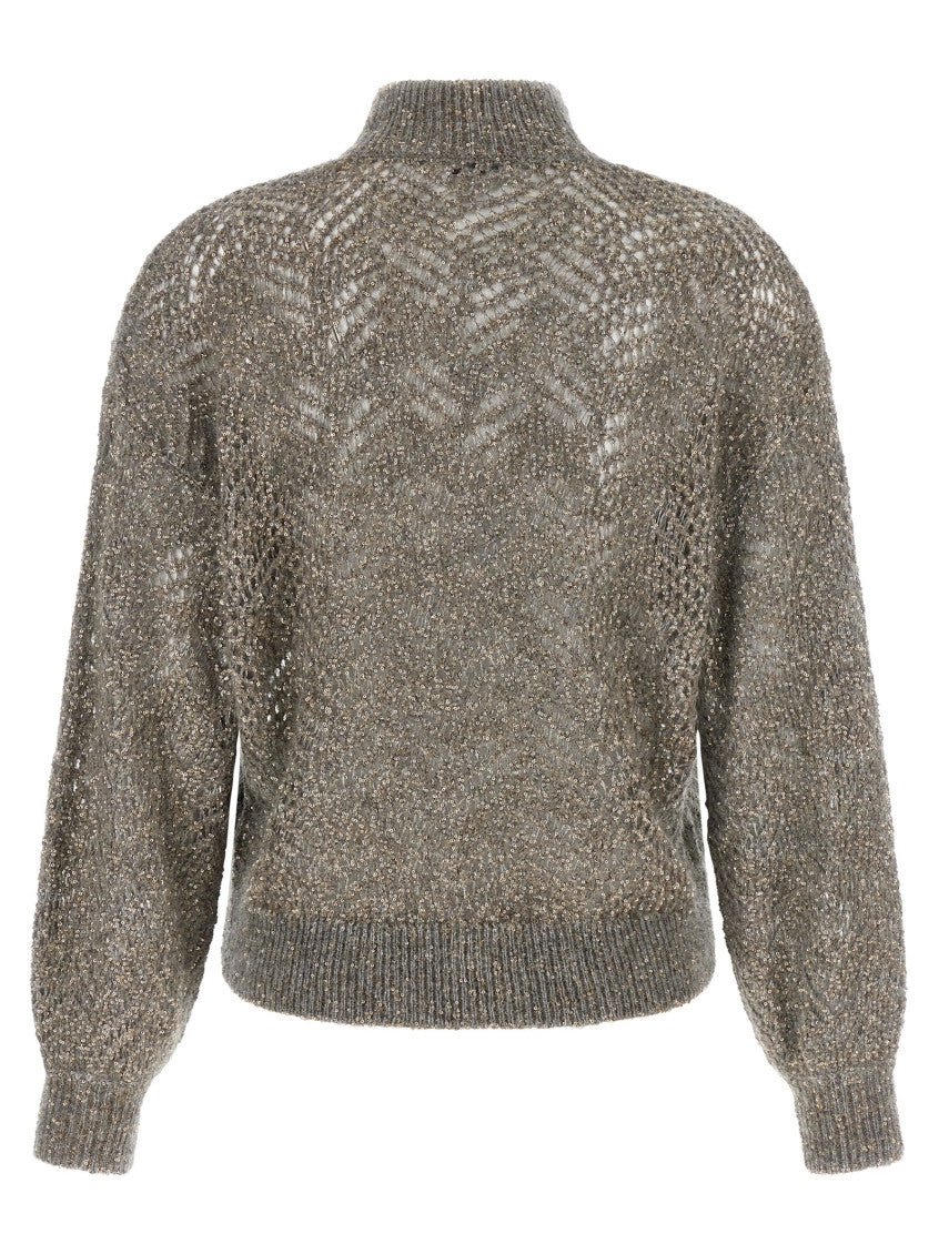 Grey Embellished Turtle Neck Sweater 2