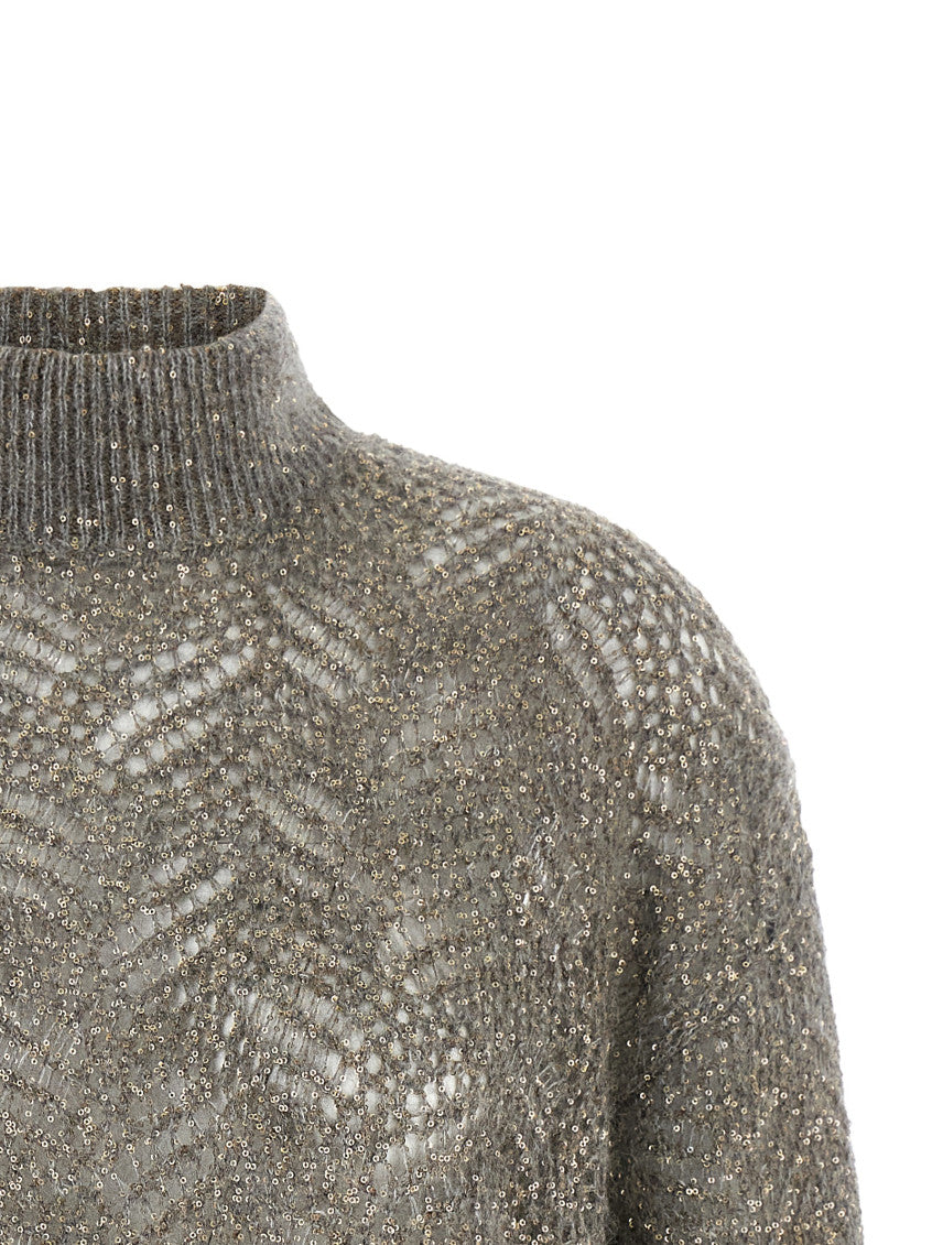 Grey Embellished Turtle Neck Sweater 3