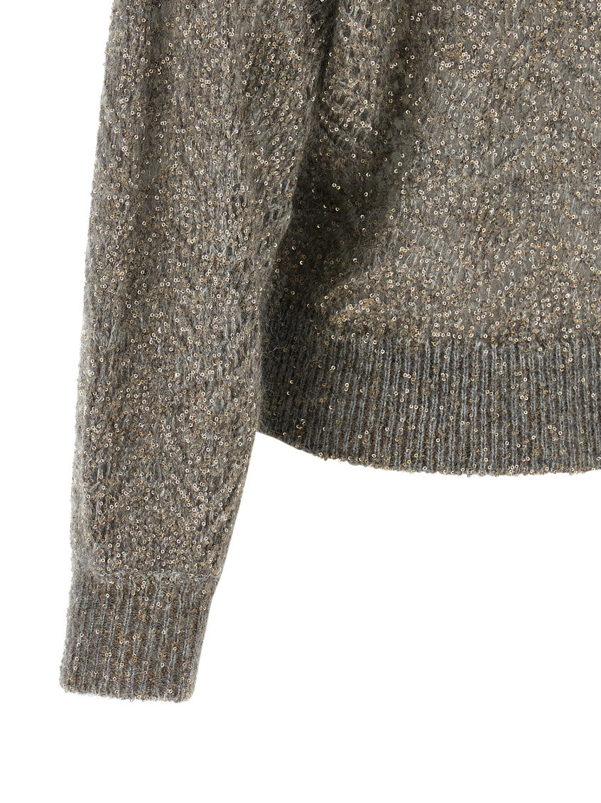 Grey Embellished Turtle Neck Sweater 4