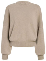 Beige Solid Crew Neck Sweater 1