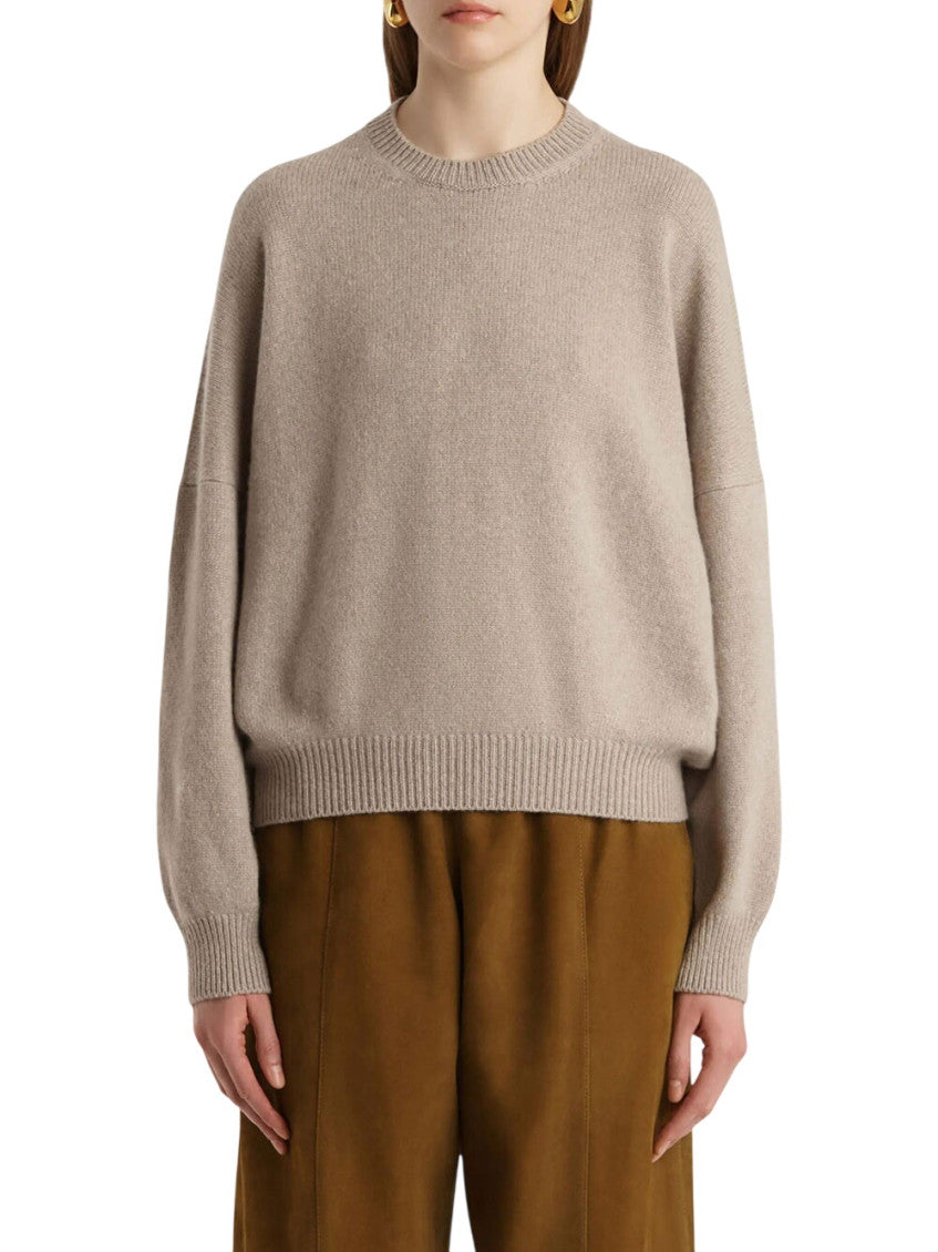 Beige Solid Crew Neck Sweater 3