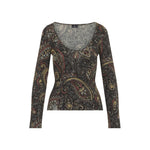 Multicolor Paisley Scoop Neck Sweater 1