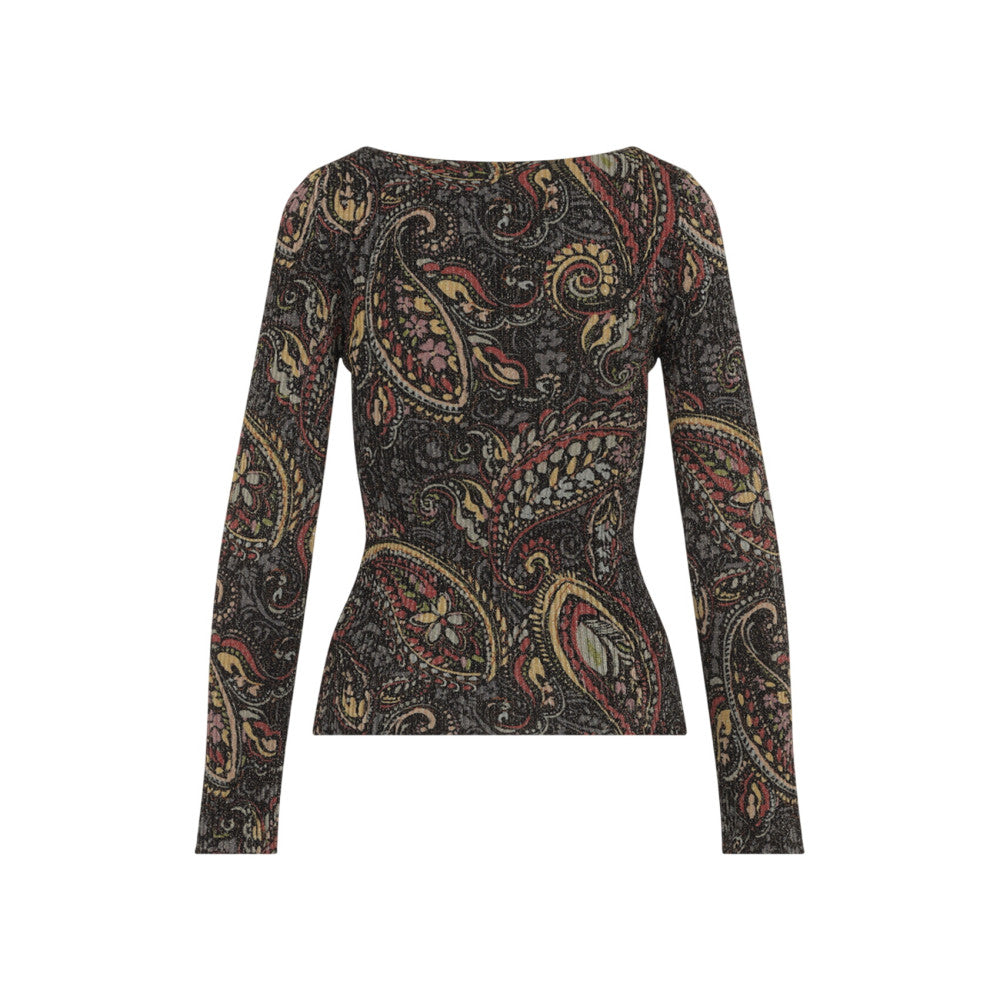 Multicolor Paisley Scoop Neck Sweater 2
