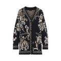 Black Jacquard V Neck Cardigan 1