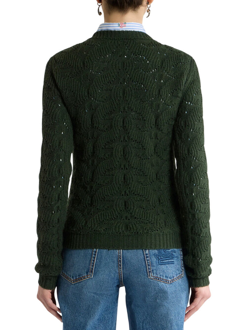Green Knitted Crew Neck Sweater 2