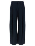 Navy Blue Relaxed Pleated Pants 1