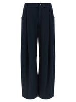 Navy Blue Relaxed Pleated Pants 1