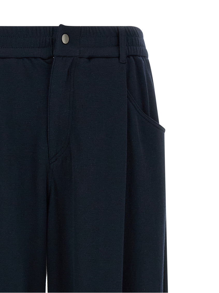 Navy Blue Relaxed Pleated Pants 3