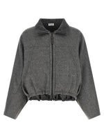 Grey Solid Shirt Collar Jacket 1