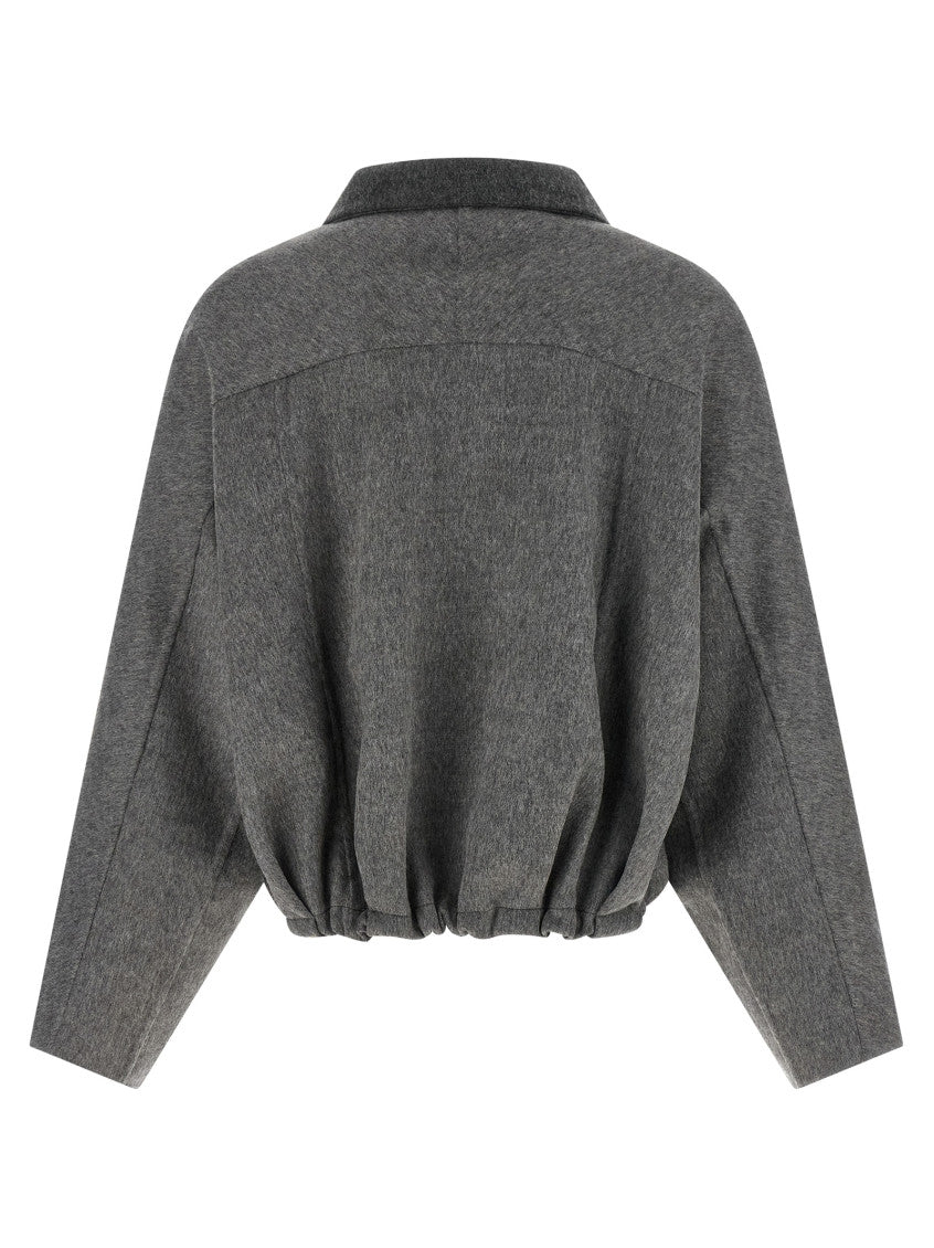 Grey Solid Shirt Collar Jacket 2