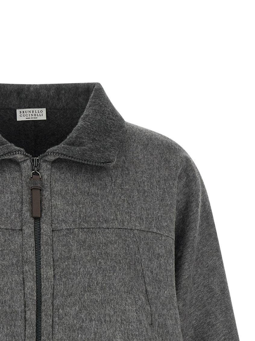 Grey Solid Shirt Collar Jacket 3