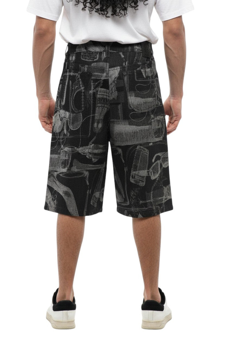 Black X-Ray Print Shorts 2