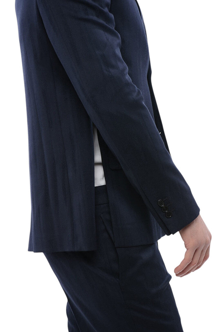 Navy Blue Notched Lapel Blazer 3