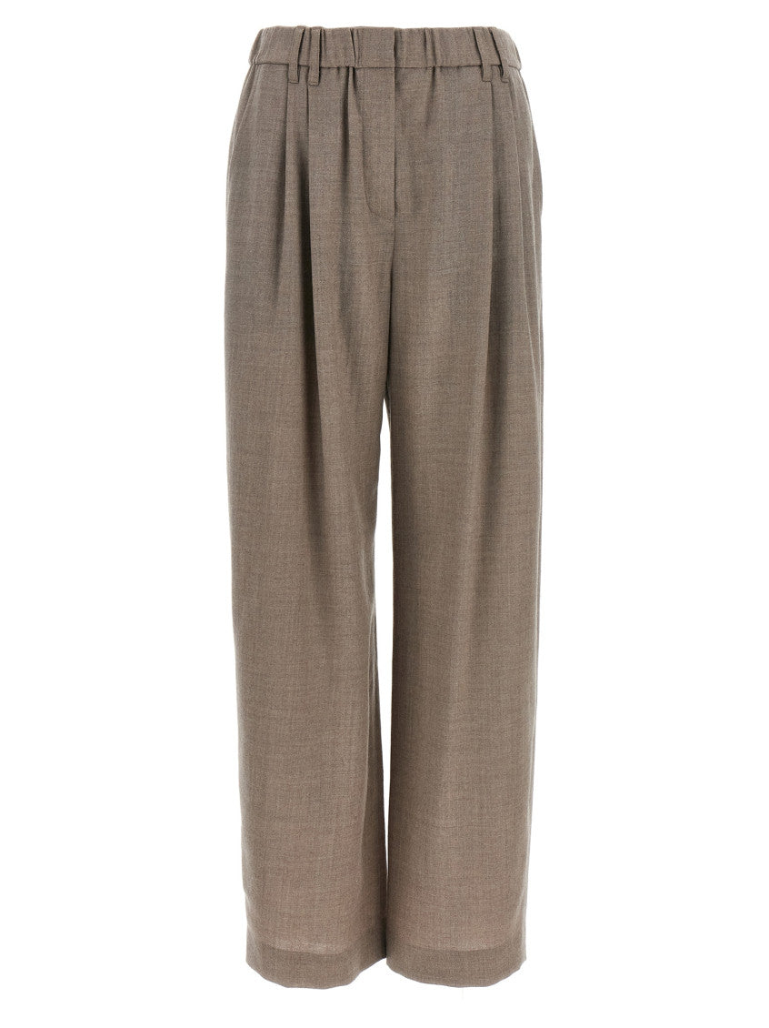 Beige Relaxed Pleated Pants 1