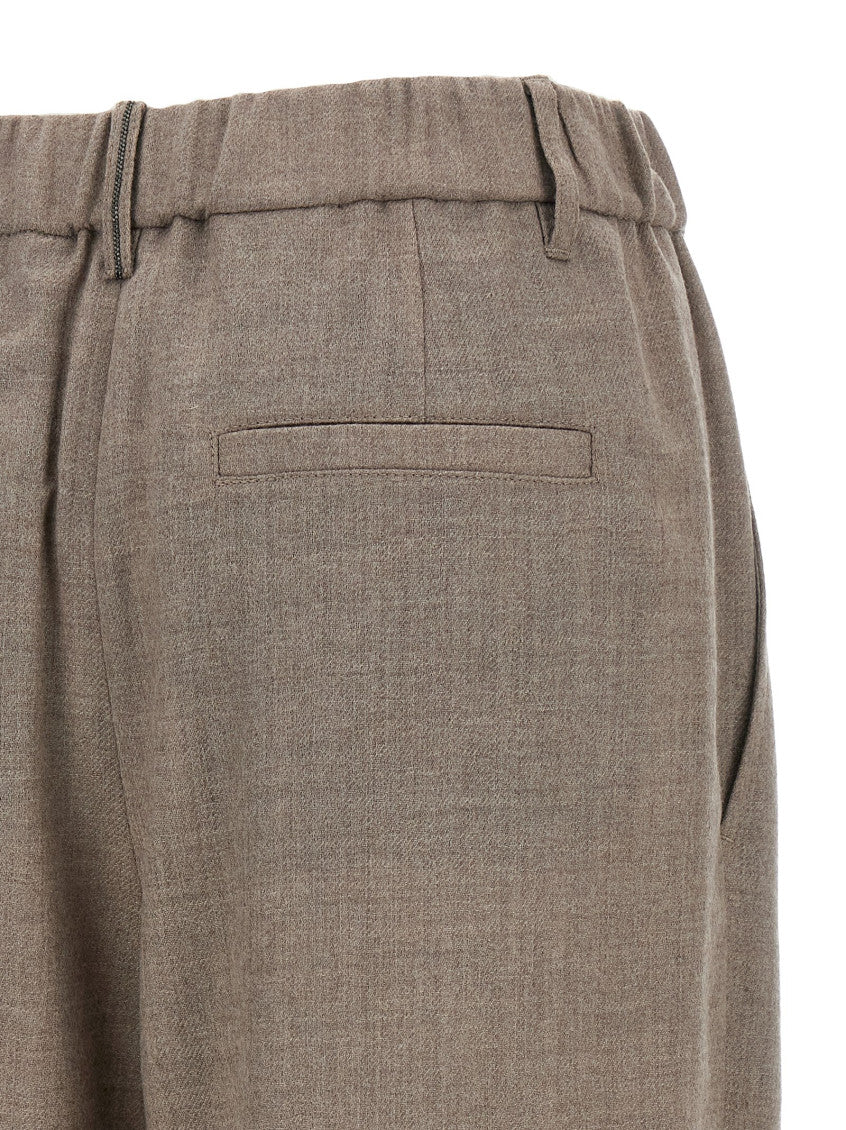 Beige Relaxed Pleated Pants 4
