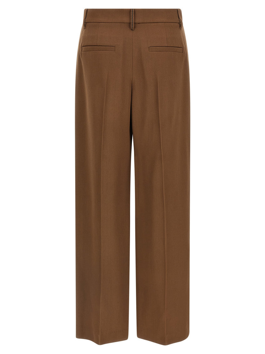 Brown Loose Pleated Pants 2
