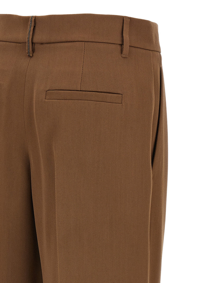 Brown Loose Pleated Pants 4