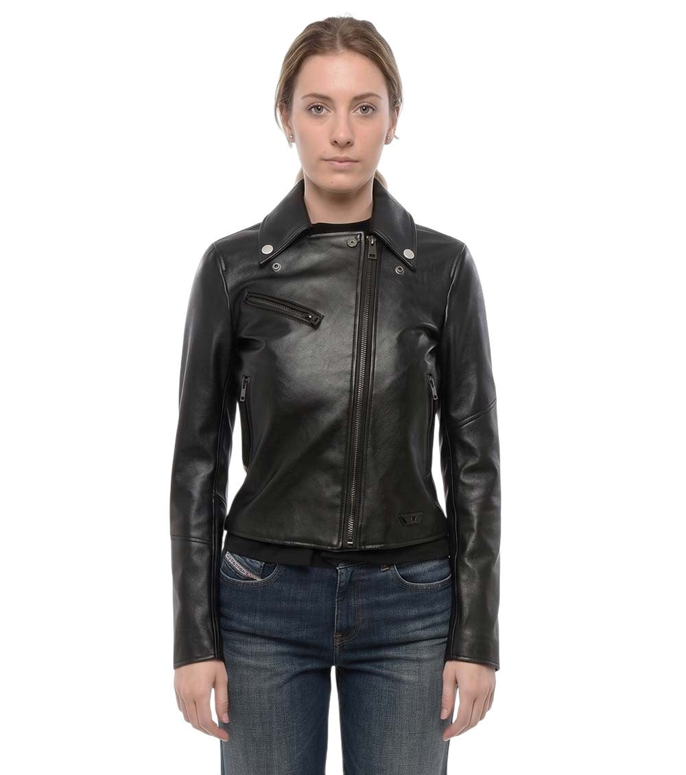 Black Solid Shirt Collar Jacket 1