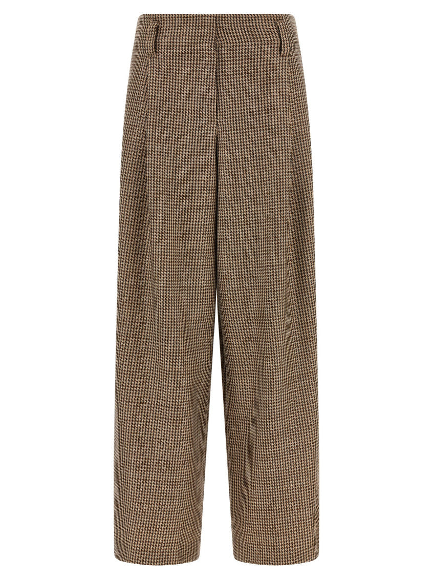 Brown Checks Pleated Pants 1