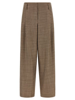 Brown Checks Pleated Pants 1