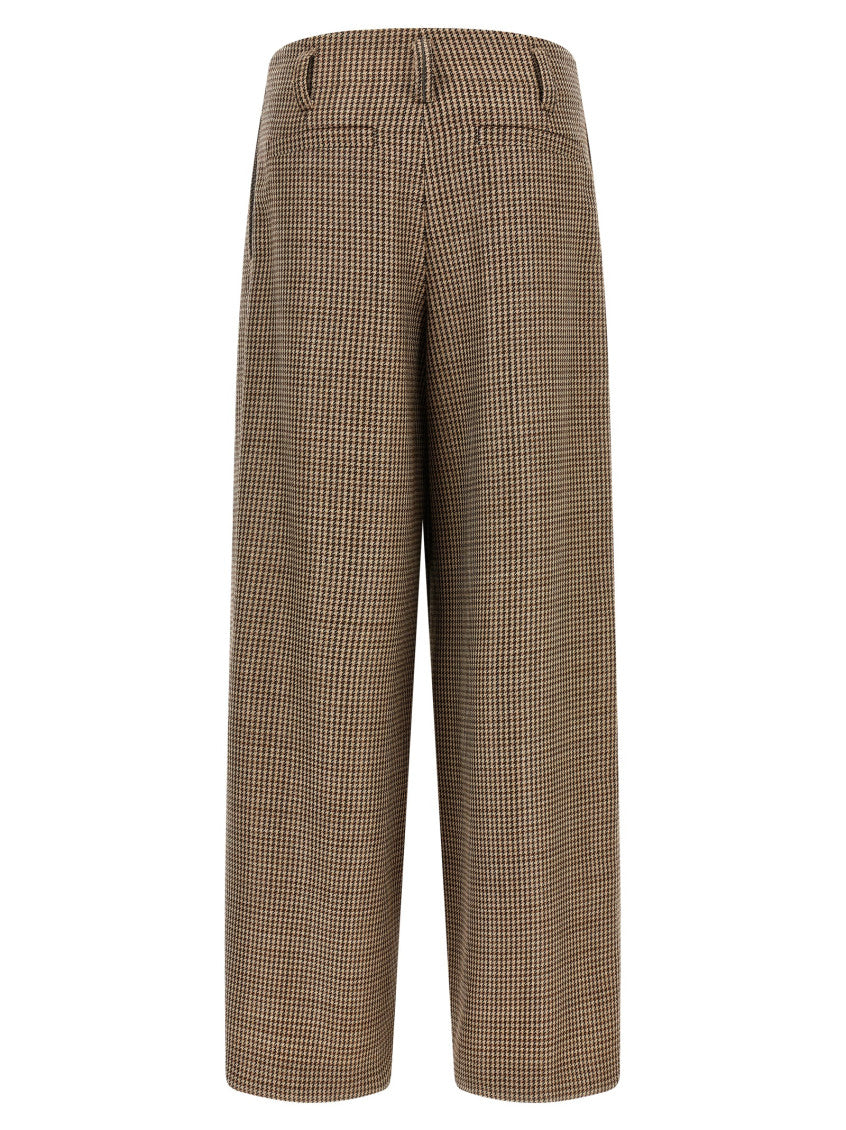 Brown Checks Pleated Pants 2