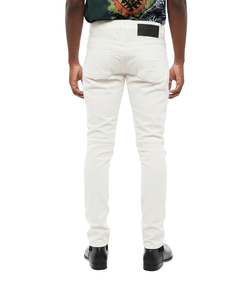 White Slim Mid Rise Jeans 2