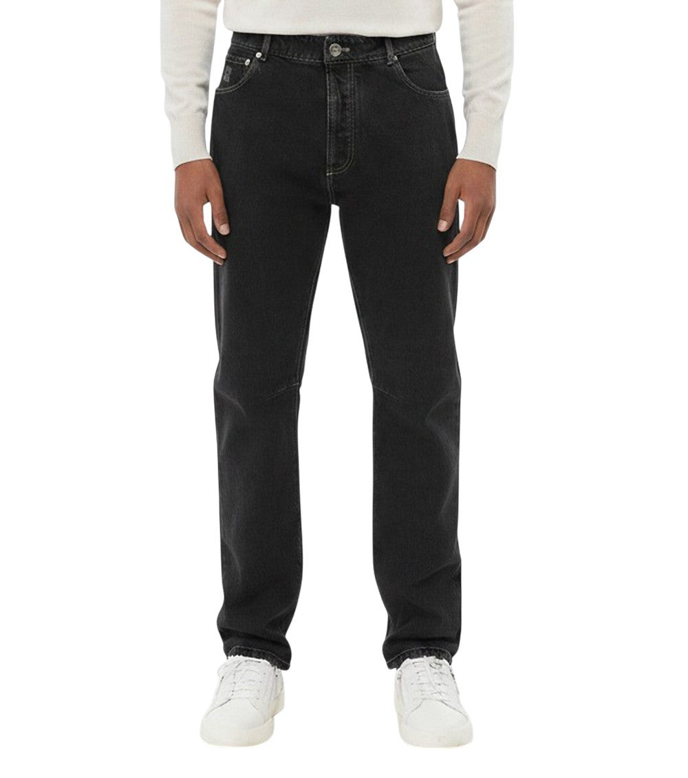 Black Straight Mid Rise Jeans 1