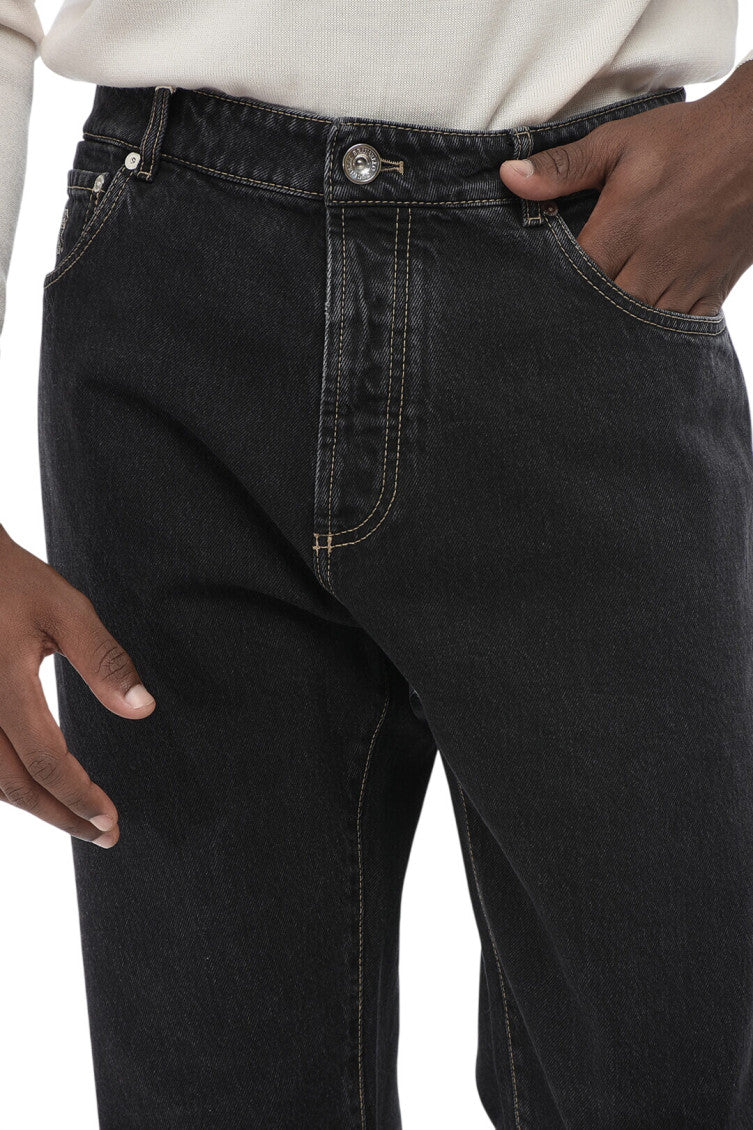 Black Straight Mid Rise Jeans 3