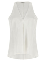 White Solid V Neck Top 1
