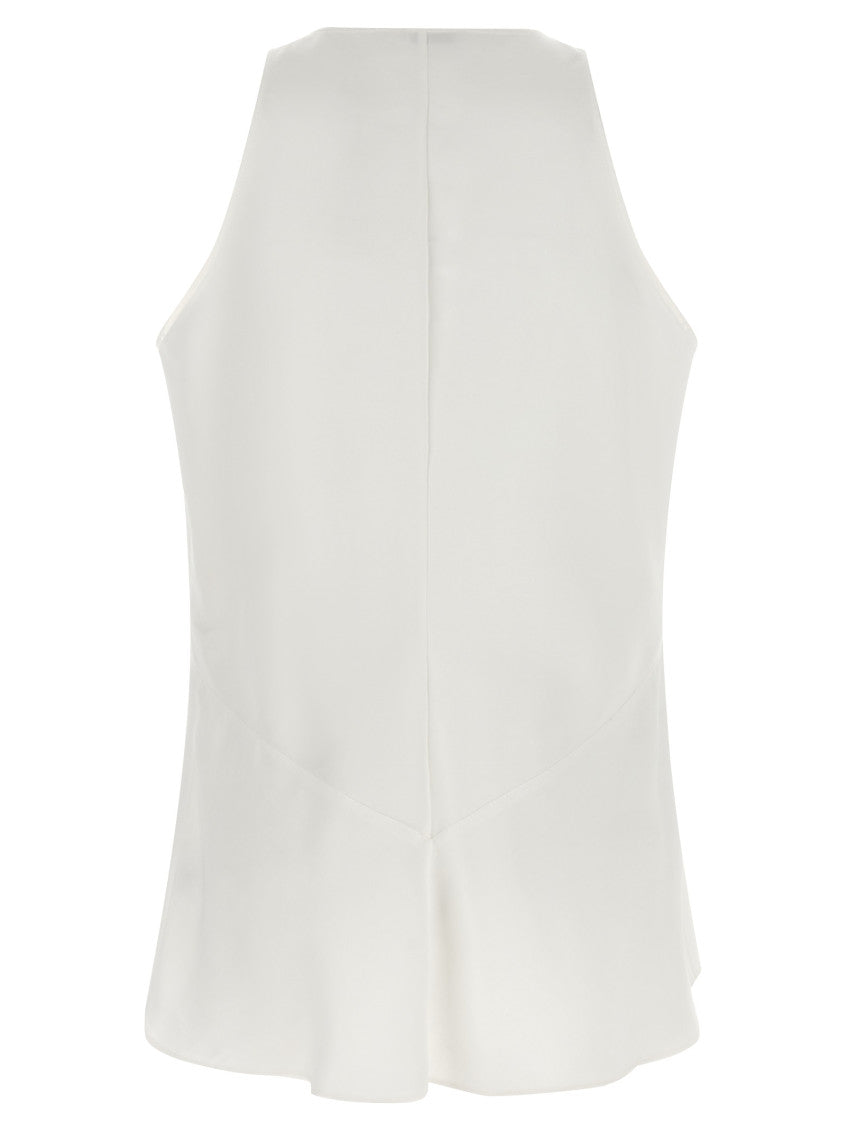 White Solid V Neck Top 2