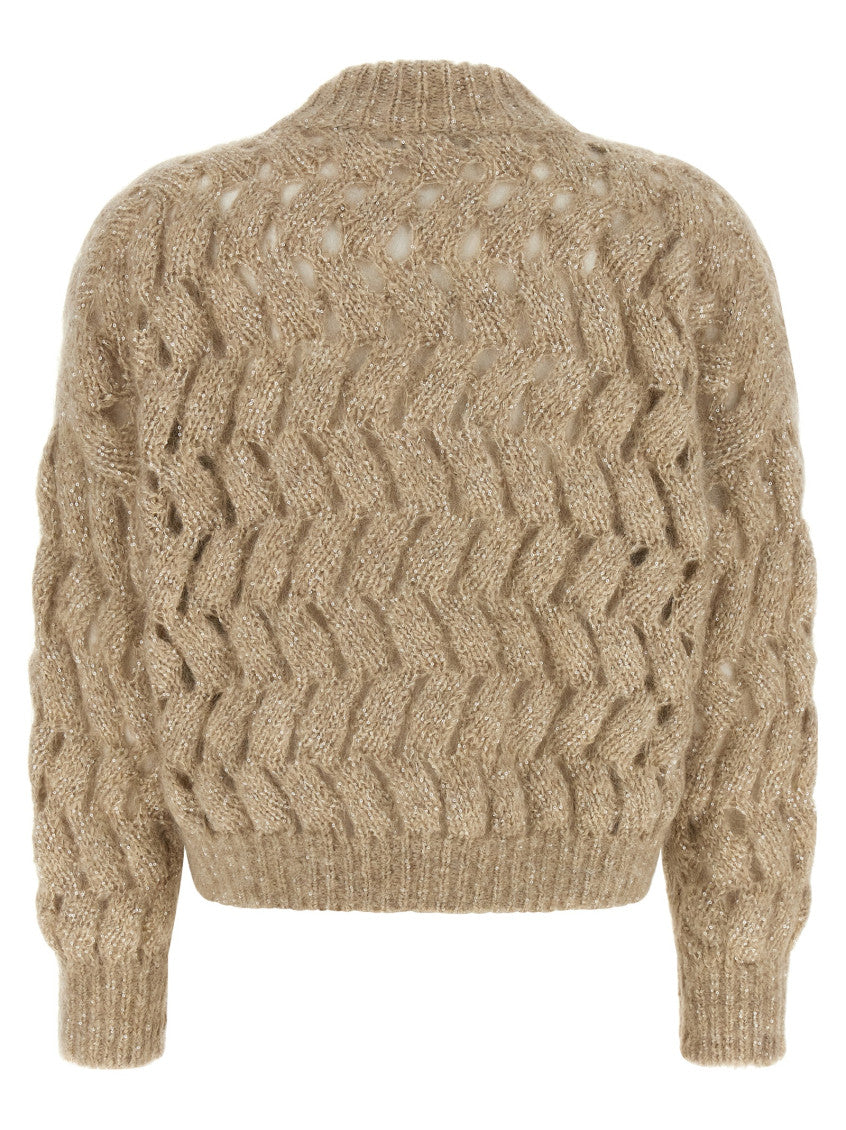 Beige Knitted Mock Collar Sweater 2
