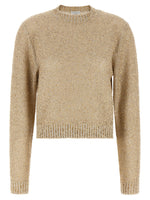 Beige Embellished Crew Neck Sweater 1