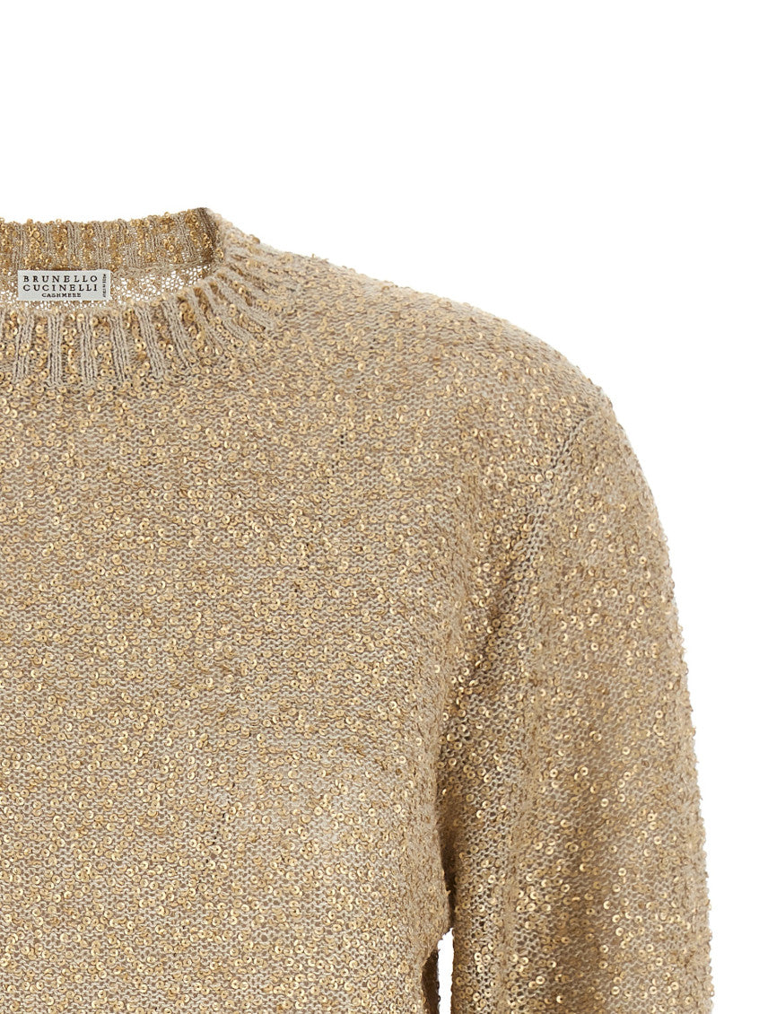Beige Embellished Crew Neck Sweater 3
