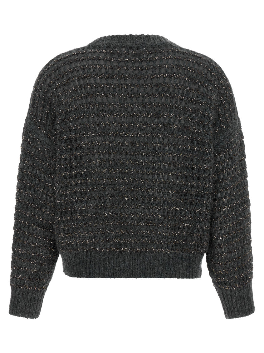 Grey Embellished Round Neck Sweater 2