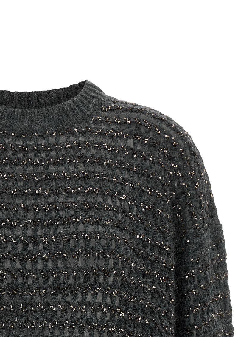 Grey Embellished Round Neck Sweater 3