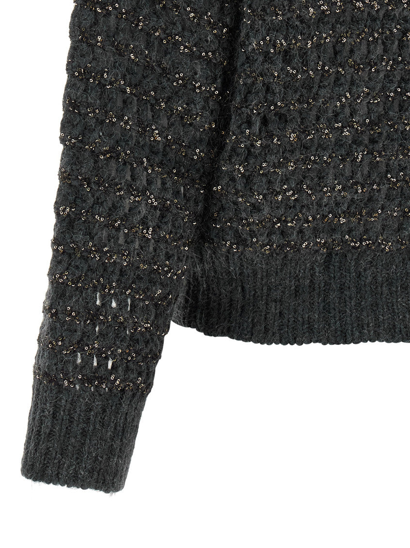 Grey Embellished Round Neck Sweater 4
