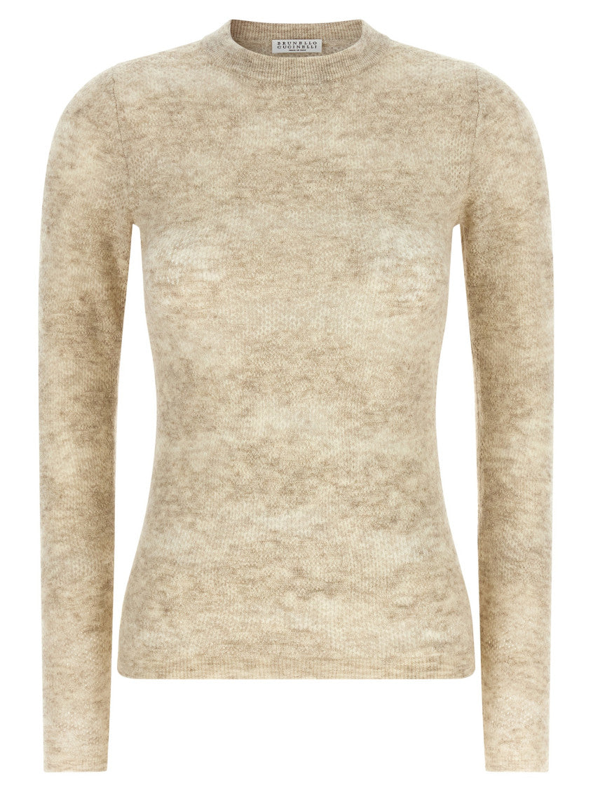 Beige Knitted Round Neck Sweater 1