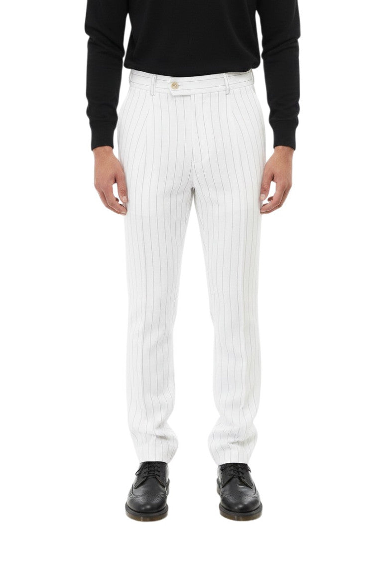 White Tailored Stripes Pants 1