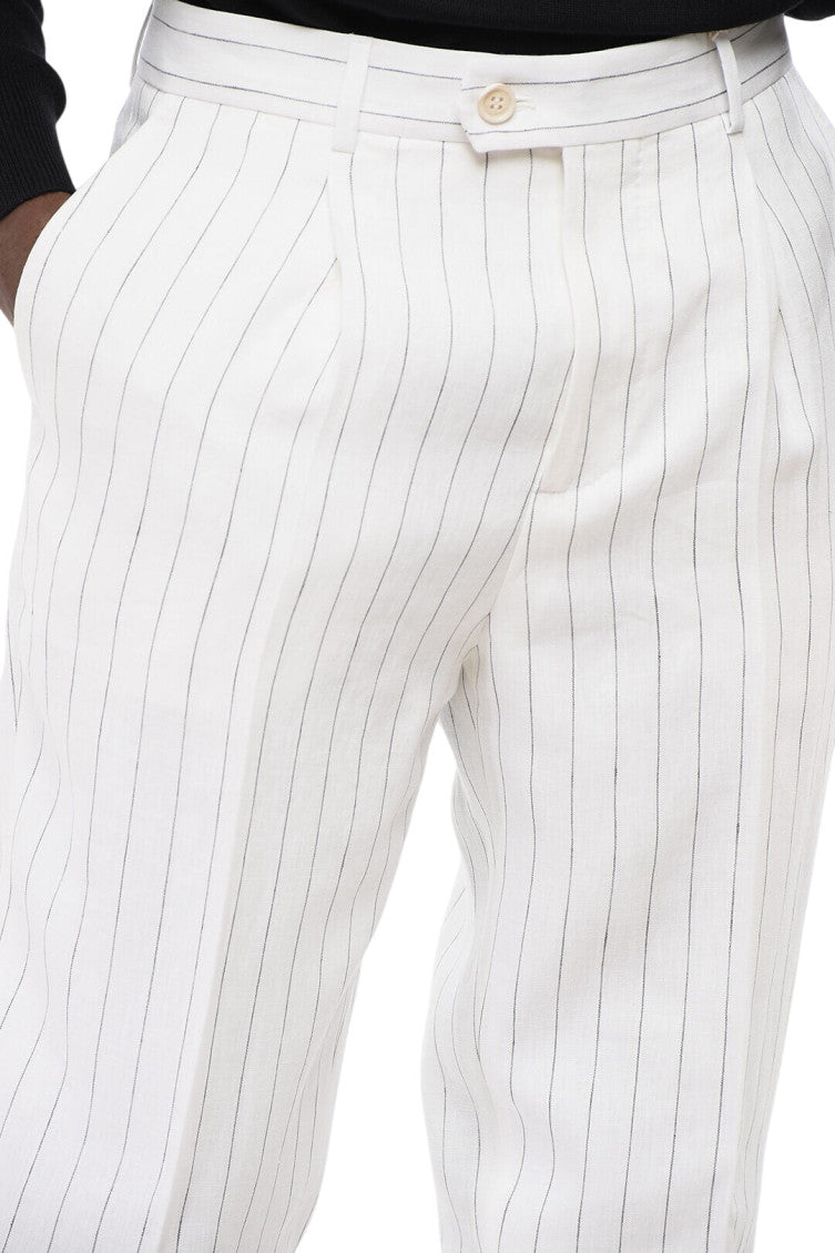 White Tailored Stripes Pants 3