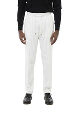 White Regular Stripes Trousers 1
