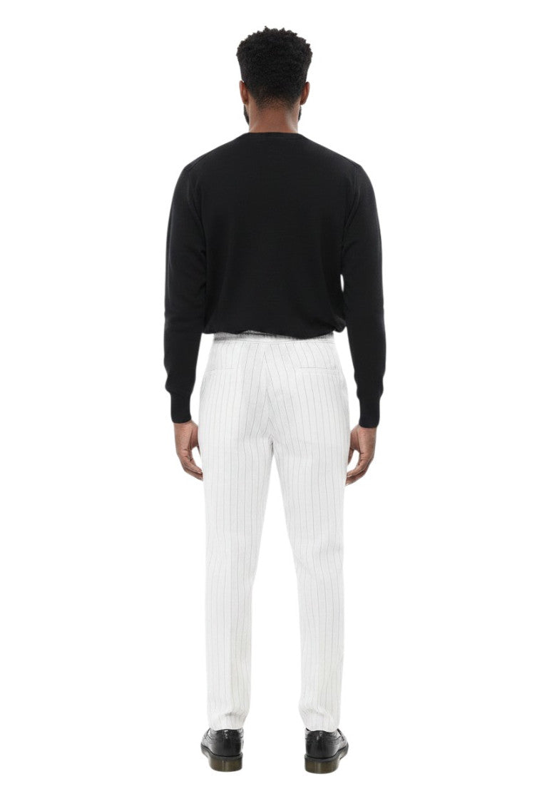 White Regular Stripes Trousers 2