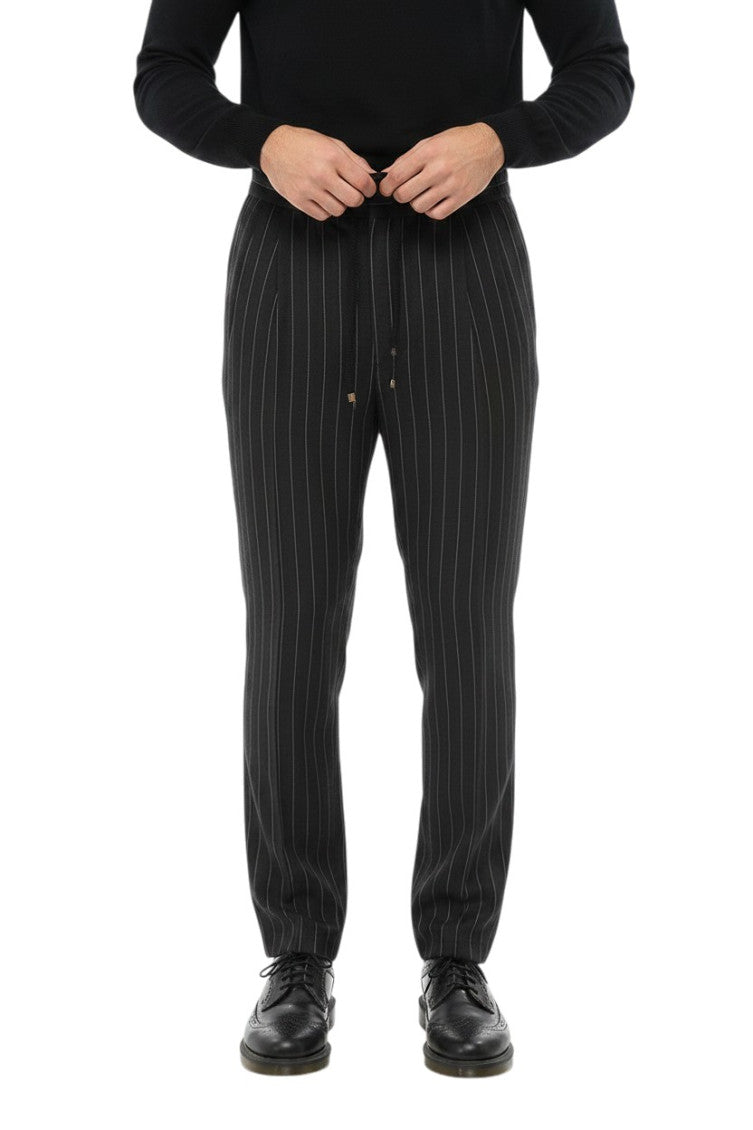 Black Regular Stripes Trousers 1