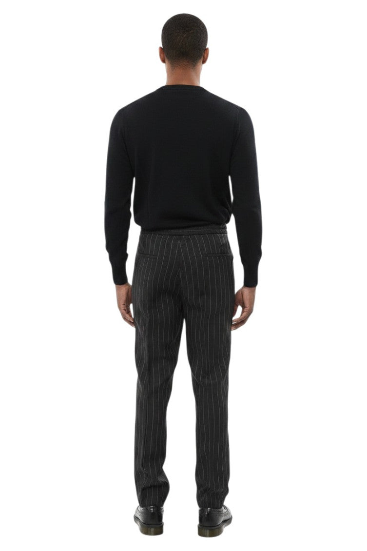 Black Regular Stripes Trousers 2