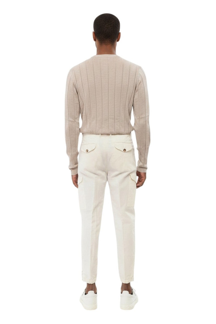 White Tapered Cargo Trousers 2